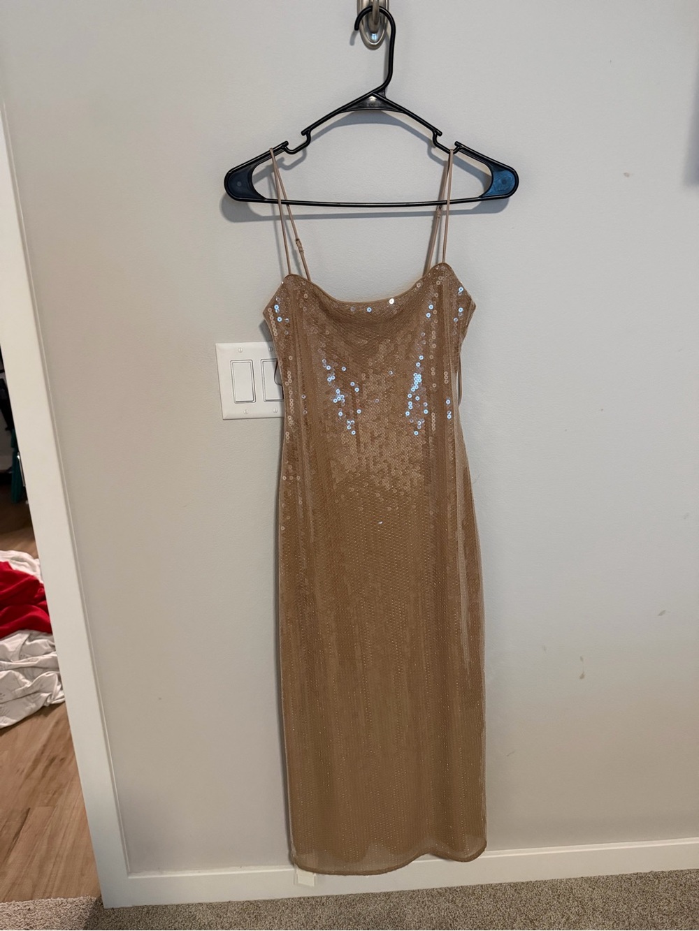 Abercrombie & Fitch Gold Sequin Midi Slip Dress